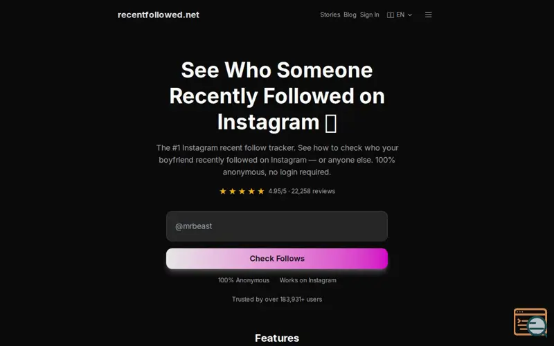 Screenshot of RecentFollowed
