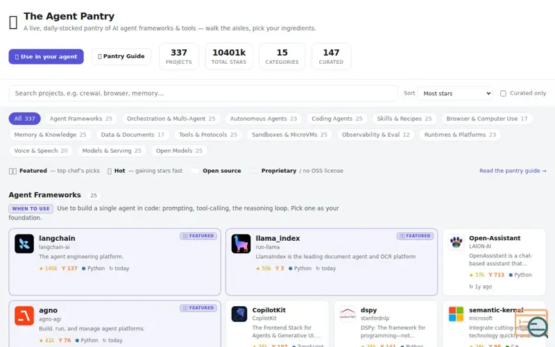 Screenshot of The Agent Pantry