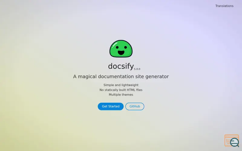 Screenshot of docsify, a launch using Docsify
