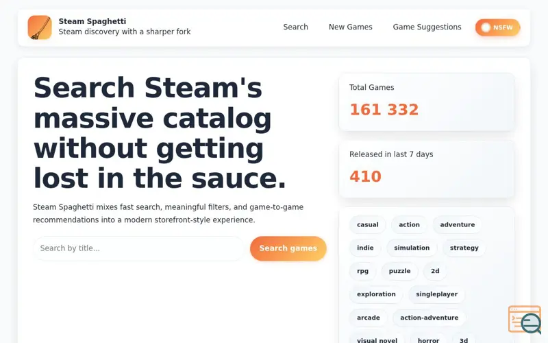 Screenshot of Steam Spaghetti