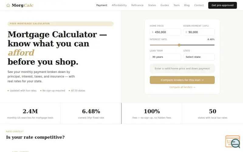 Screenshot of MorgCalc