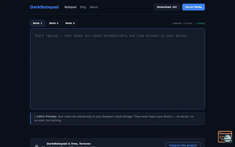 Screenshot of DarkNotepad