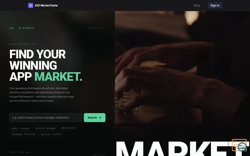 Screenshot of ASO Market Finder