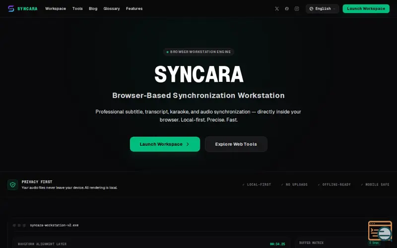 Screenshot of Syncara