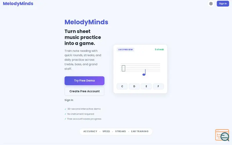 Screenshot of MelodyMinds