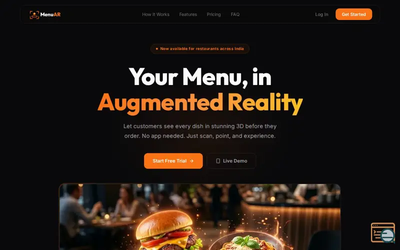 Screenshot of MenuAR, a launch using wsrv.nl
