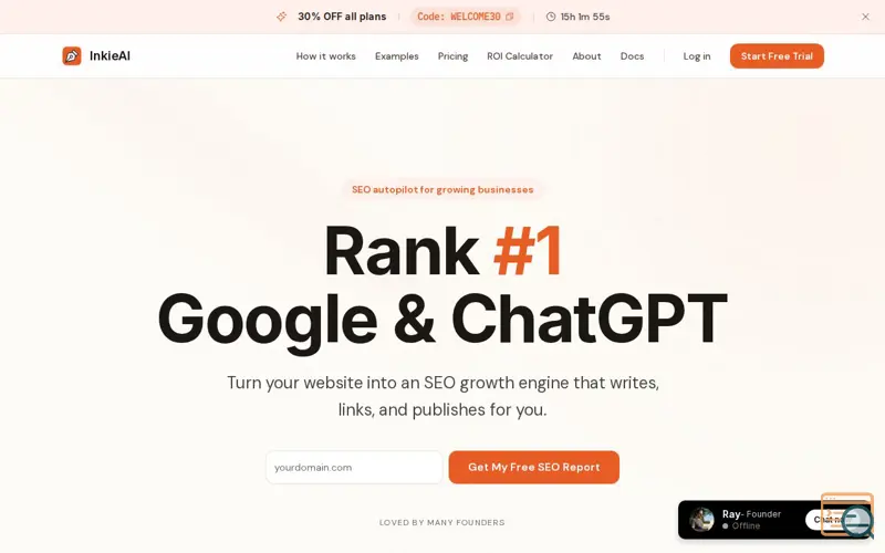 Screenshot of InkieAI, a launch using Heyo