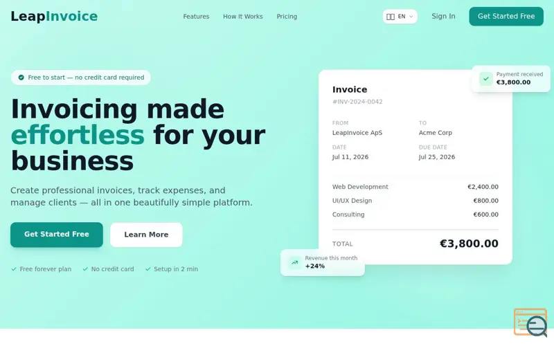Screenshot of LeapInvoice — Invoicing as it should be