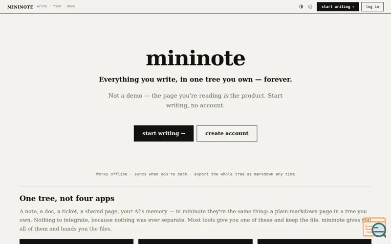 Screenshot of Mininote