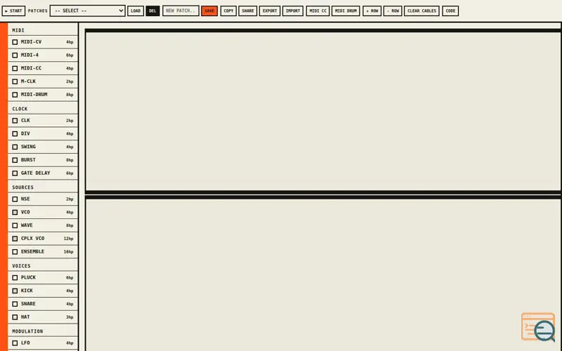 Screenshot of Eurorack JS
