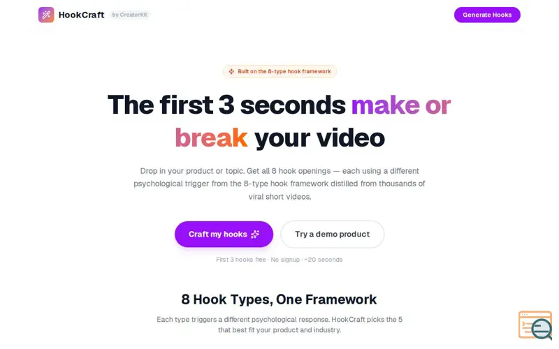 Screenshot of HookCraft
