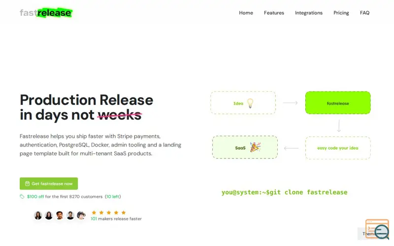 Screenshot of Fastrelease, a launch using UDAG