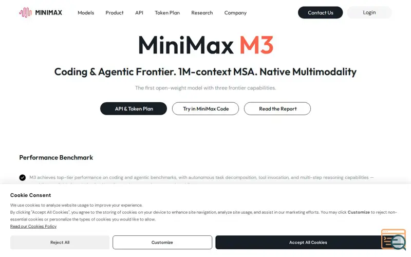 Screenshot of MiniMax M3, a launch using Tencent EdgeOne DNS