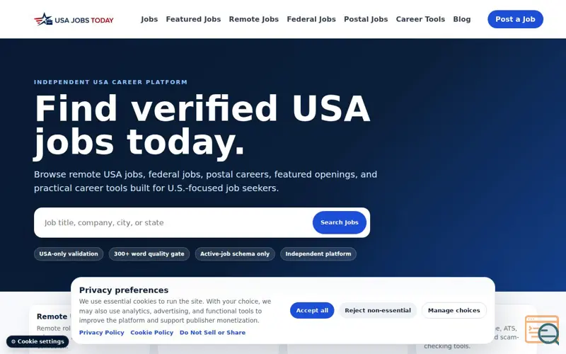 Screenshot of USAJobs.Today