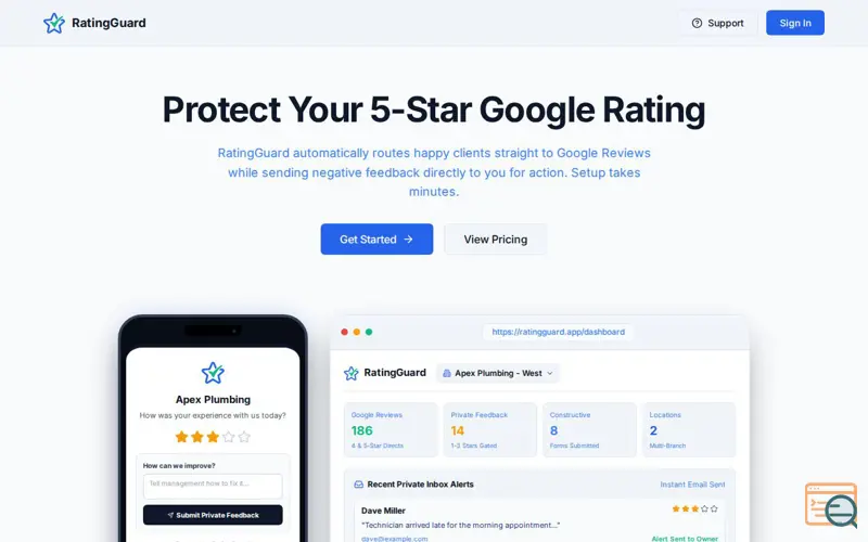 Screenshot of RatingGuard