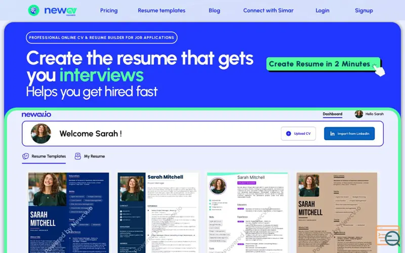 Screenshot of NEWCV.IO