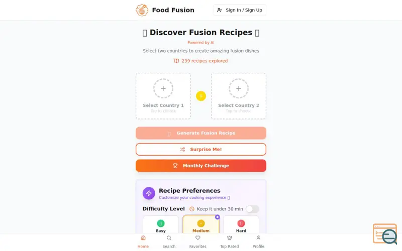 Screenshot of Food Fuson App