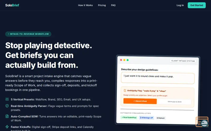 Screenshot of SoloBrief