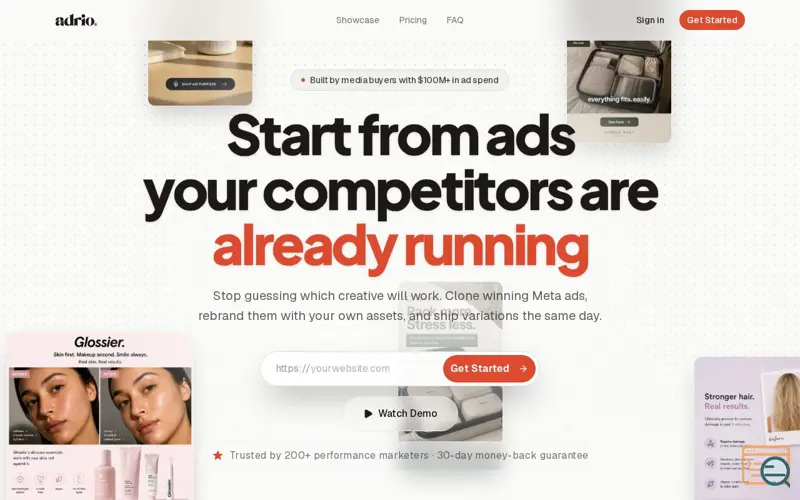 Screenshot of Adrio, a launch using Klaviyo