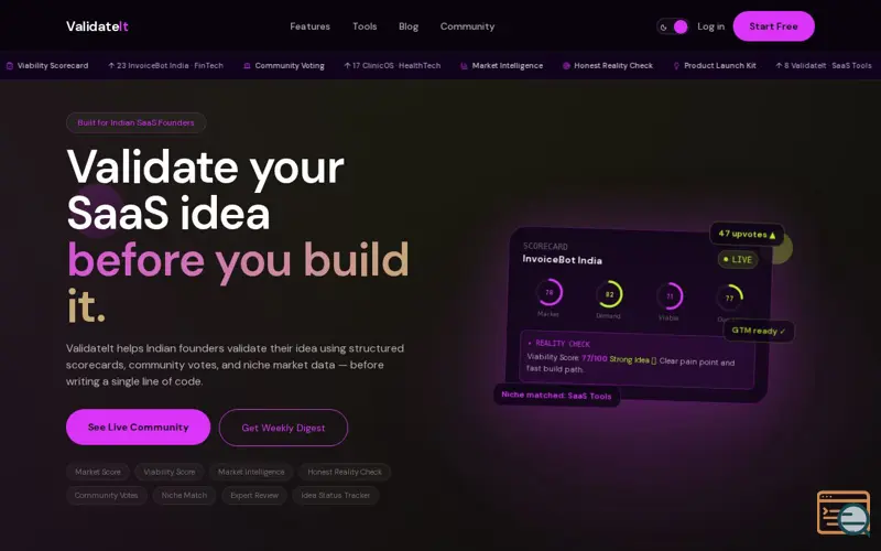 Screenshot of ValidateIt | Validate Before Building