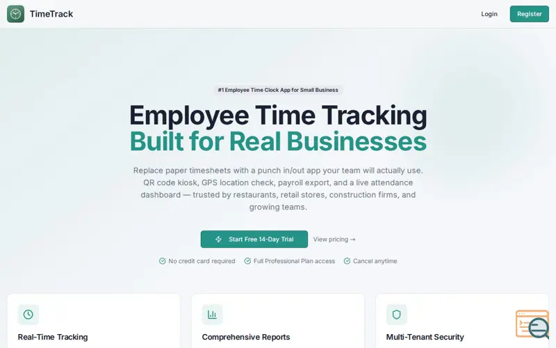 Screenshot of TimeTrackz