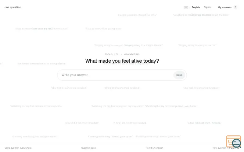 Screenshot of one question