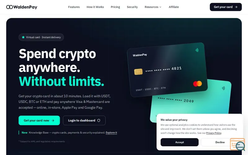 Screenshot of WaldenPay
