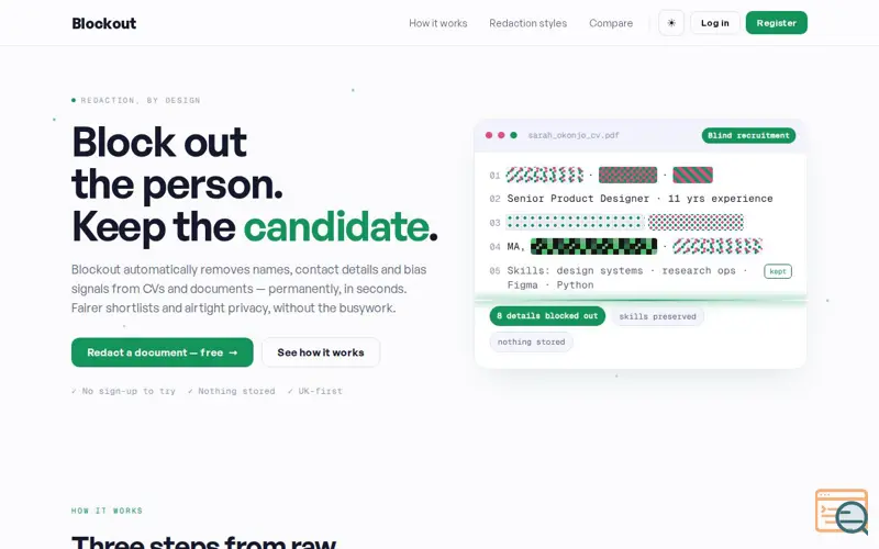 Screenshot of Blockout - Redact any document instantly