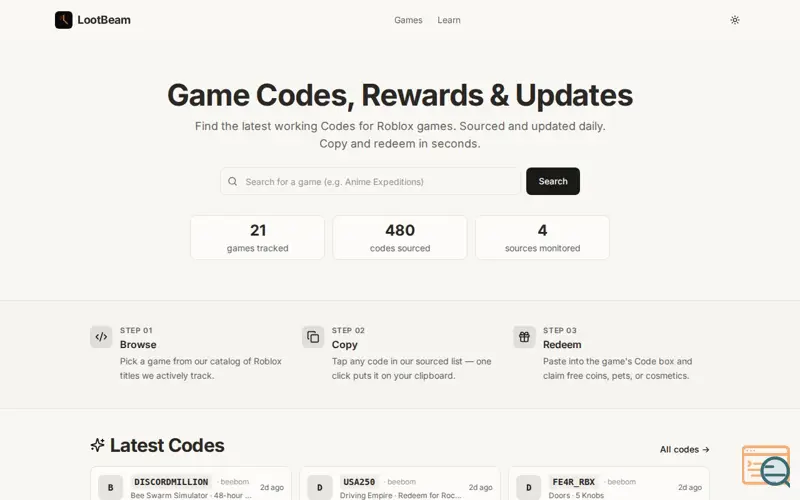 Screenshot of LootBeam