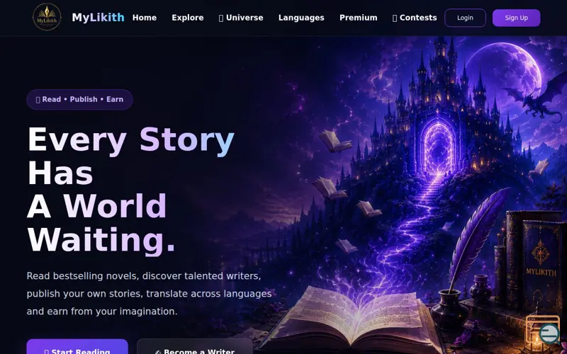 Screenshot of MyLikith – Read & Publish Multilingual Novels Online
