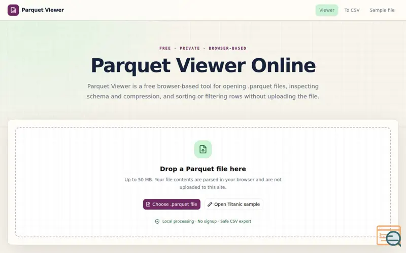 Screenshot of Parquet Viewer
