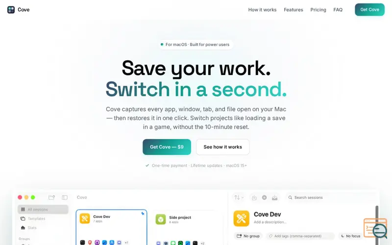 Screenshot of Cove for Mac