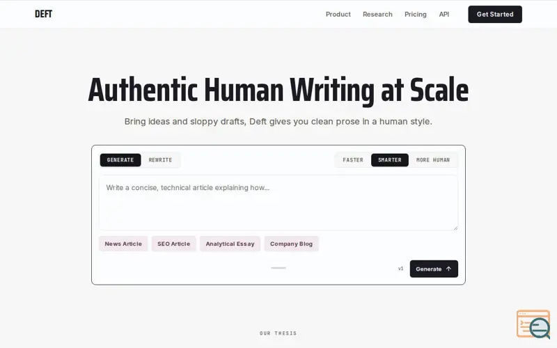 Screenshot of Deftwriting