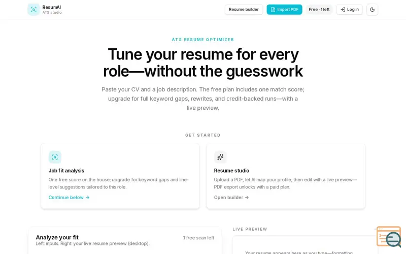Screenshot of ResumAI