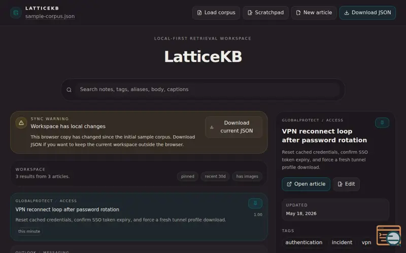 Screenshot of Latticekb