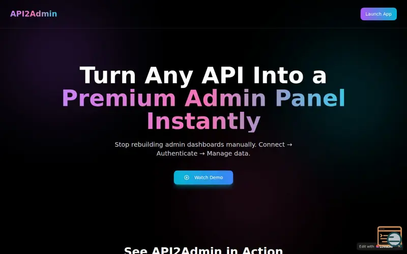 Screenshot of API2Admin
