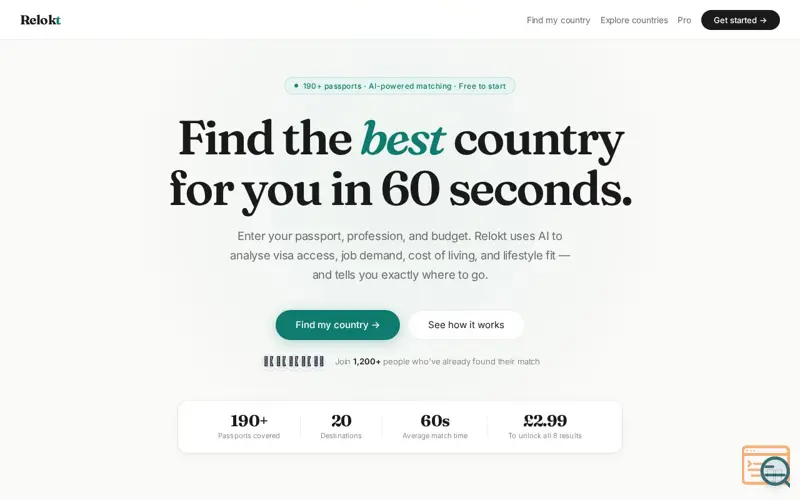 Screenshot of Relokt — Find Where You Belong