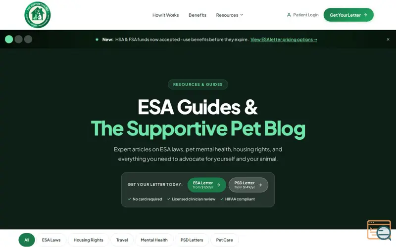Screenshot of The Supportive Pet