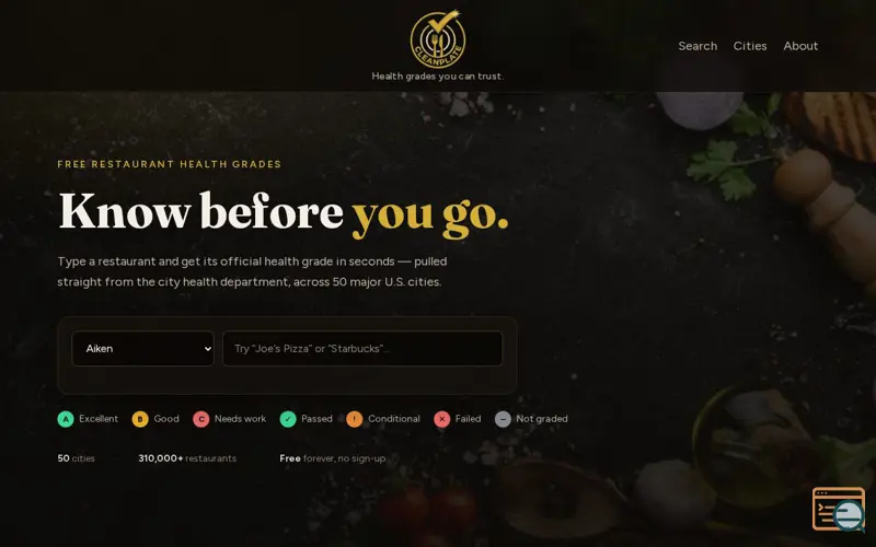 Screenshot of CleanPlate