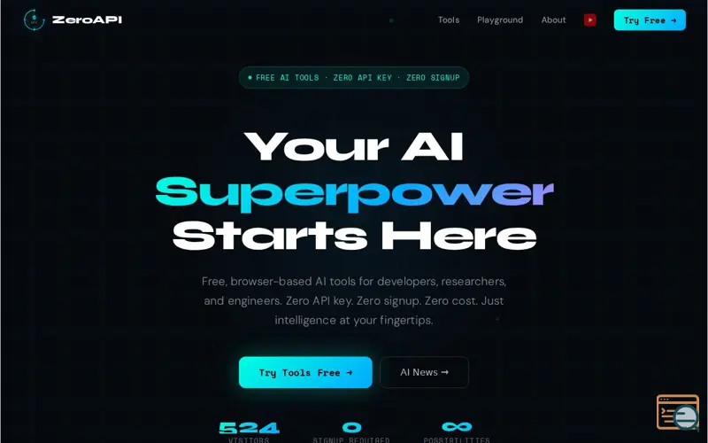 Screenshot of ZeroAPI