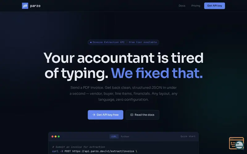 Screenshot of Parzo API