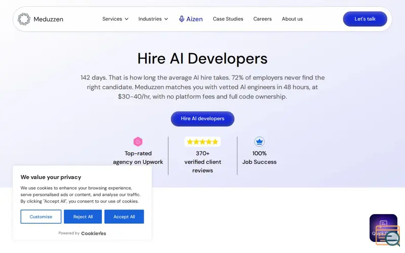 Screenshot of Hire AI Developers — Meduzzen