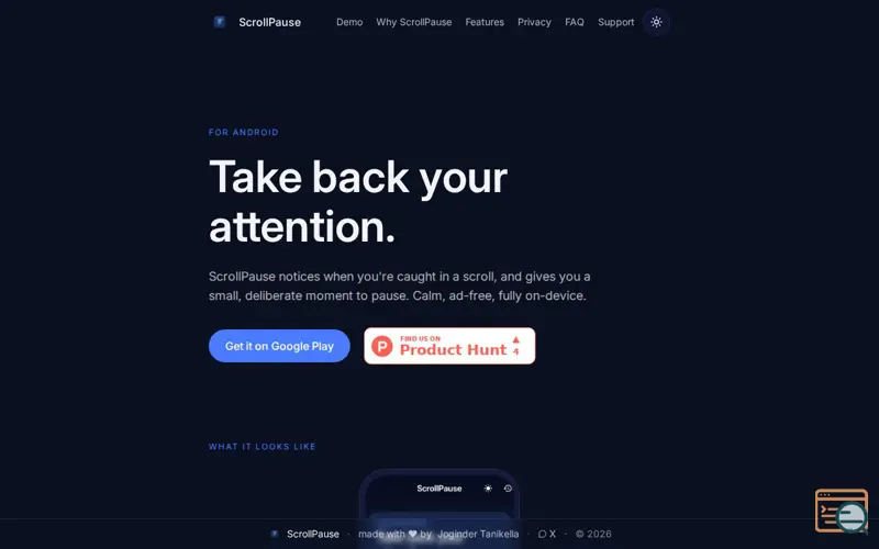Screenshot of ScrollPause