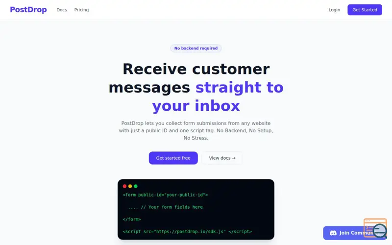 Screenshot of PostDrop
