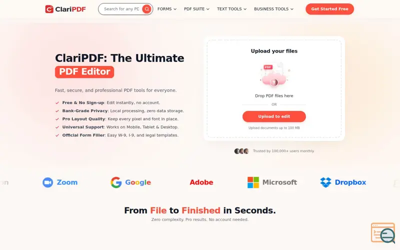Screenshot of ClariPDF