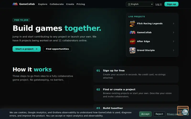 Screenshot of GameCollab
