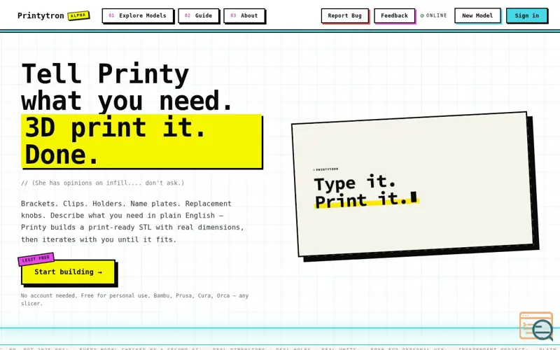 Screenshot of Printytron