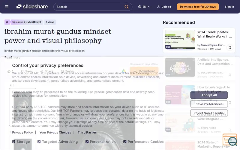 Screenshot of Ibrahim Murat Gunduz Mindset Series, a launch using Survicate