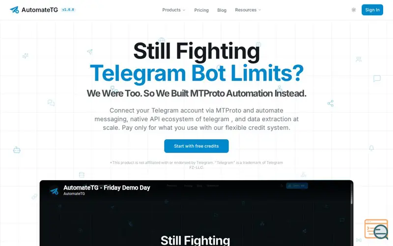 Screenshot of AutomateTG