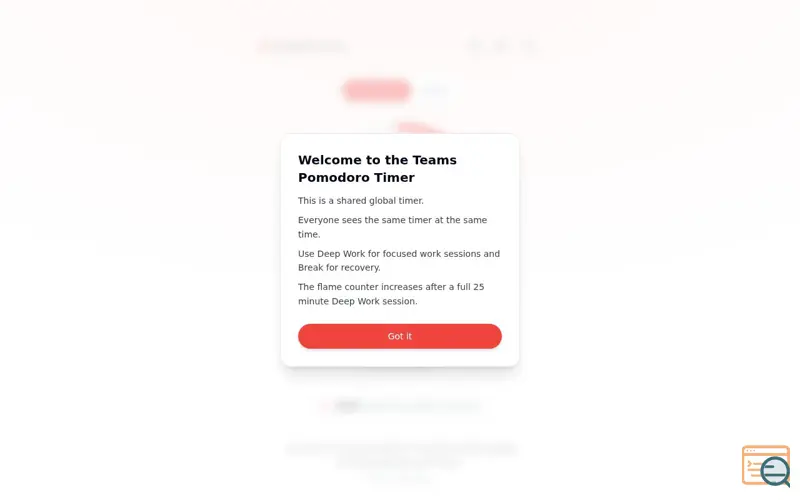 Screenshot of Teams Pomodoro Timer 